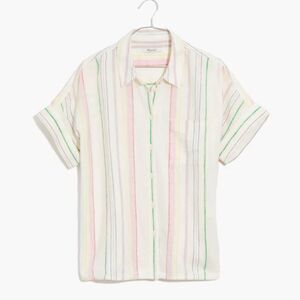 Madewell Linen-Blend Daily Shirt in Rainbow Striped Women’s Size Small